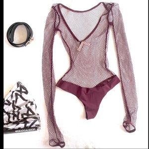 Burgundy Mesh Body Suit
